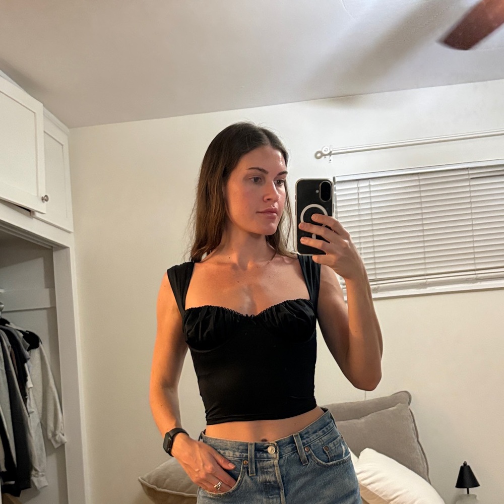 Princess Polly Chic Black Ruched Crop Top